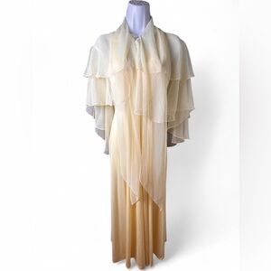 Vintage butter yellow dress with matching chiffon cape